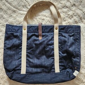 Lands End...Stylish Denim Tote Bag with Cream Accents